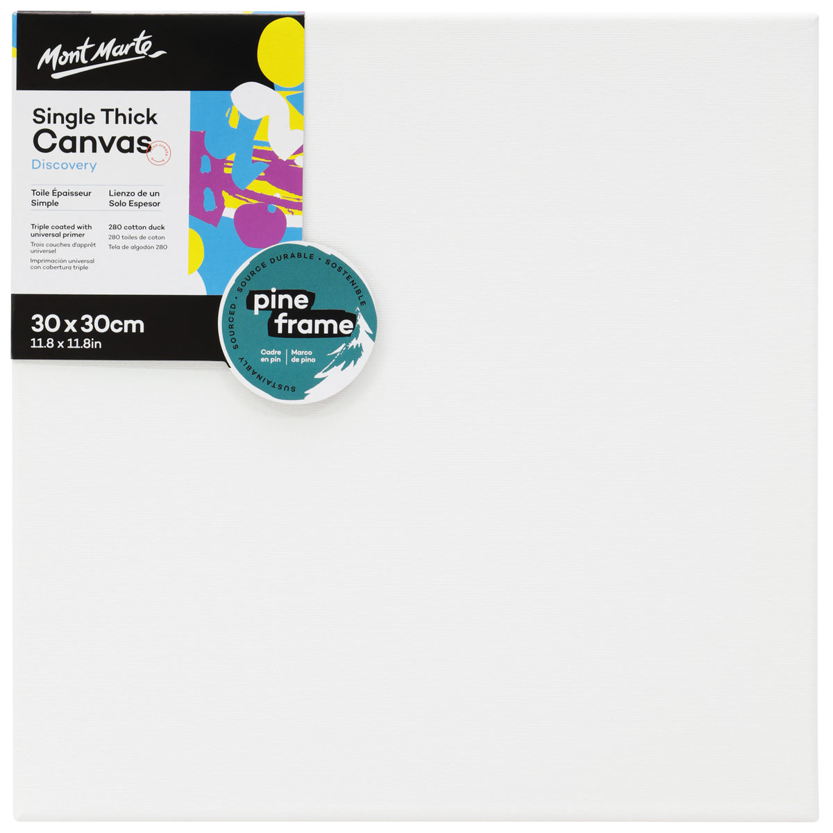 Single Thick Cotton Duck Canvas - 30 x 30cm - Mont Marte