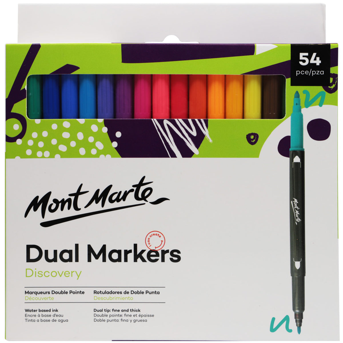 54 Pack Dual Tip Marker Set - Assorted - Mont Marte