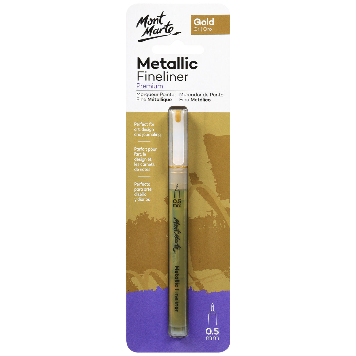 Metallic Fineliner 0.5mm - Gold - Mont Marte