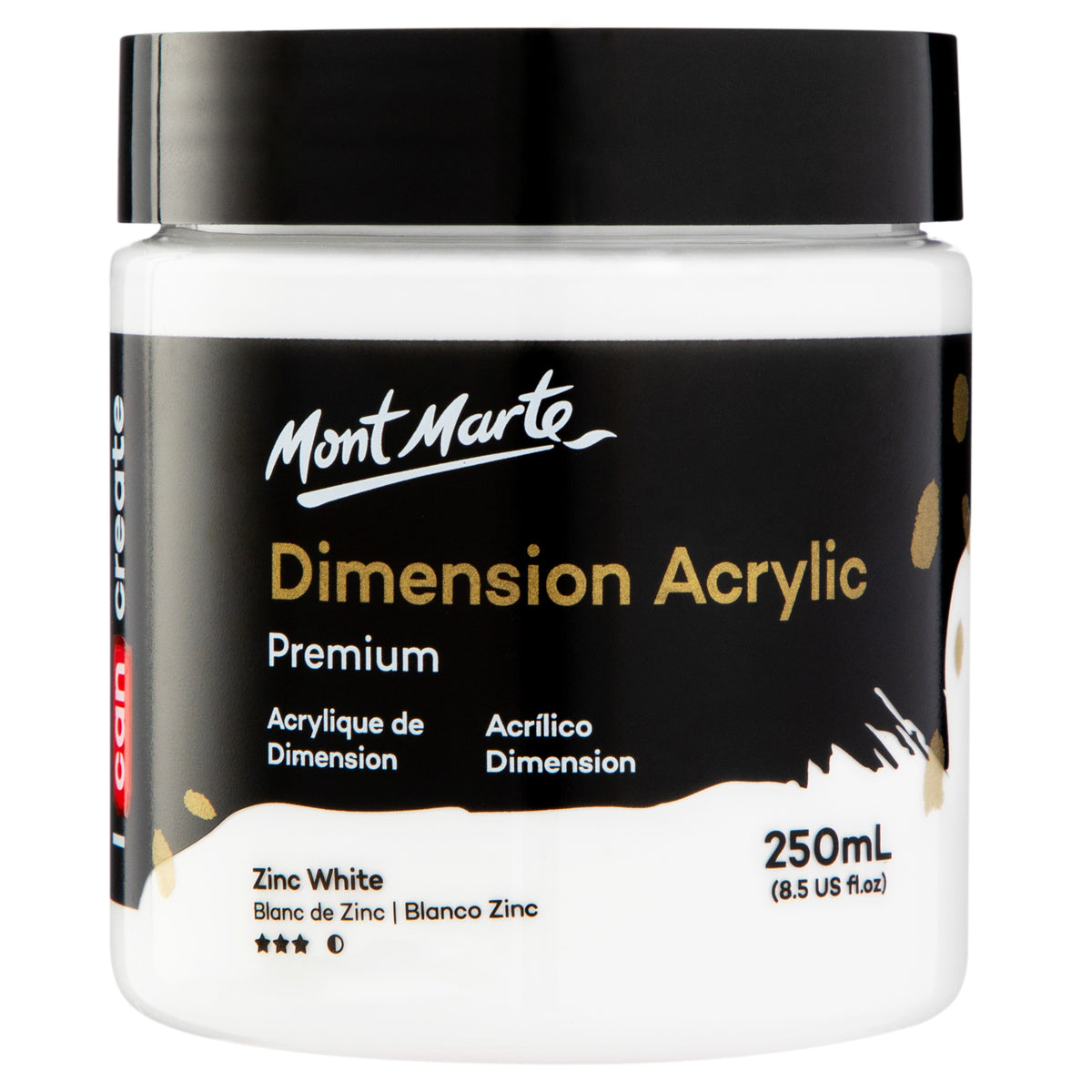 250ml Heavy Body Acrylic Paint - Zinc White - Mont Marte