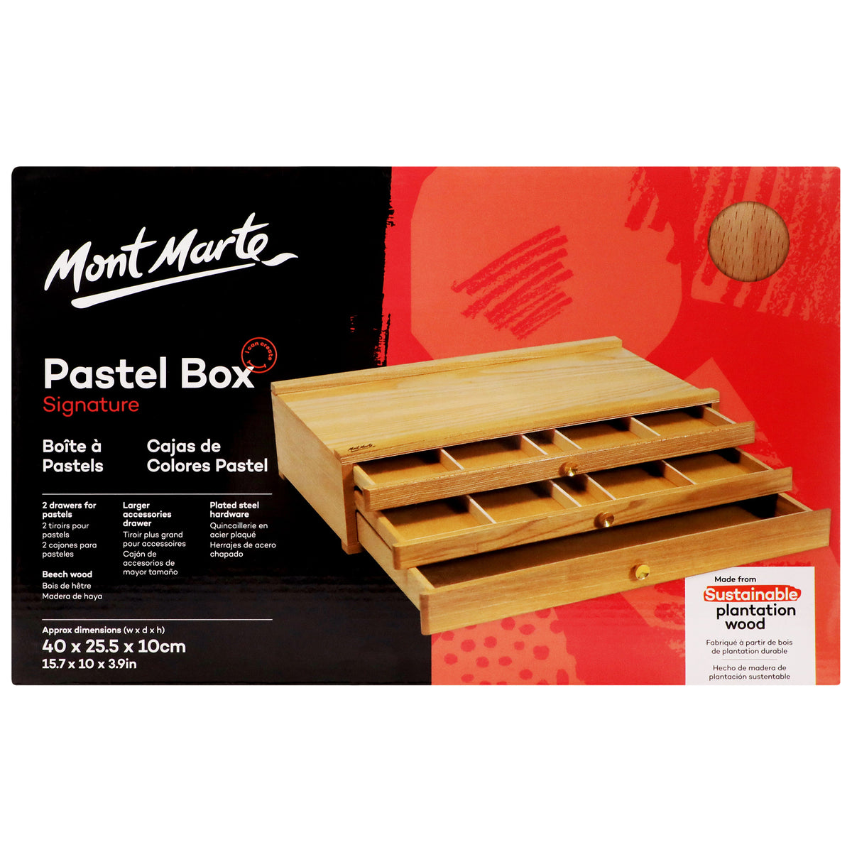 Pastel Storage Box with Drawers - Beech Wood - Mont Marte