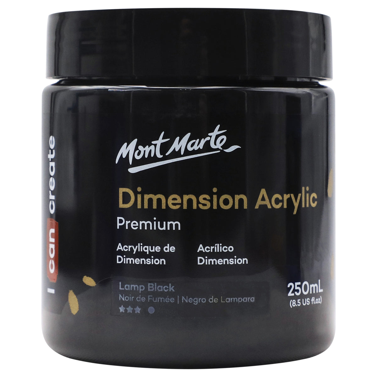 250ml Heavy Body Acrylic Paint - Lamp Black - Mont Marte
