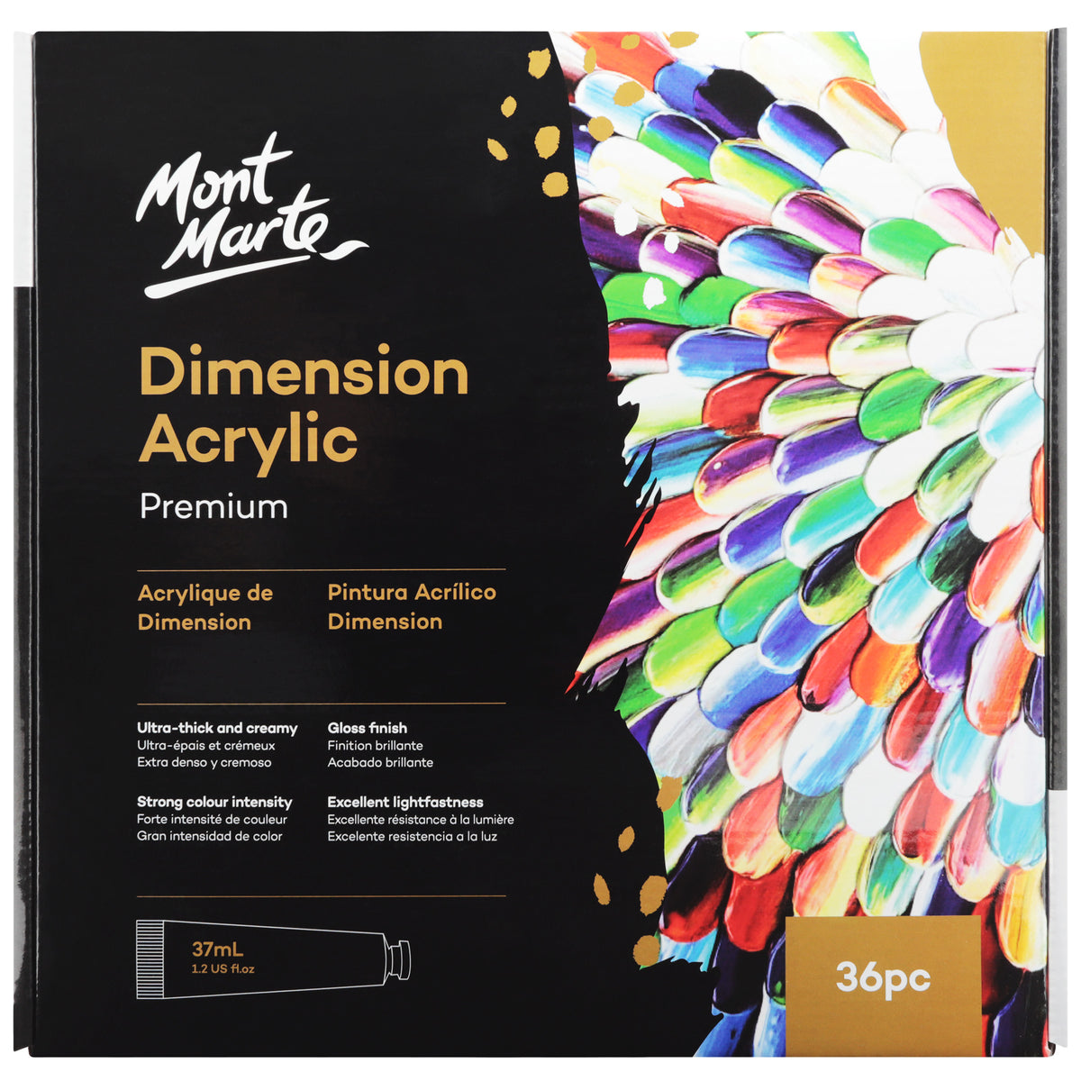 36 Pack Premium Dimension Acrylic Paint 37ml - Assorted - Mont Marte