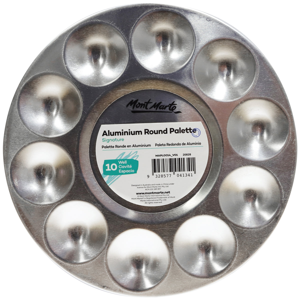 10 Well Round Aluminium Paint Palette - Mont Marte