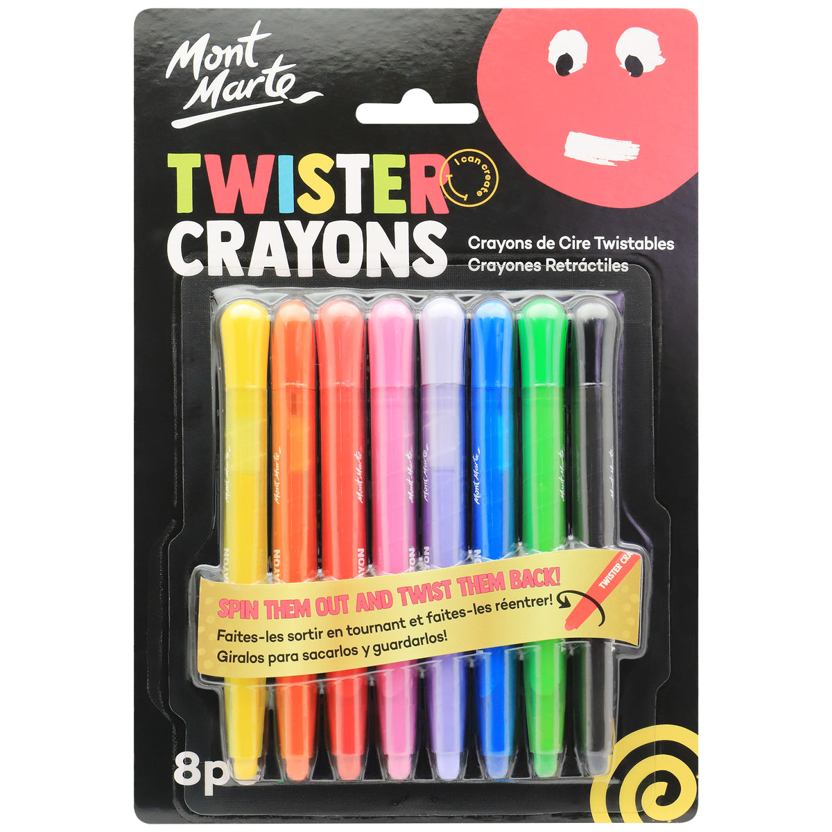 8 Pack Twister Crayons - Assorted - Mont Marte