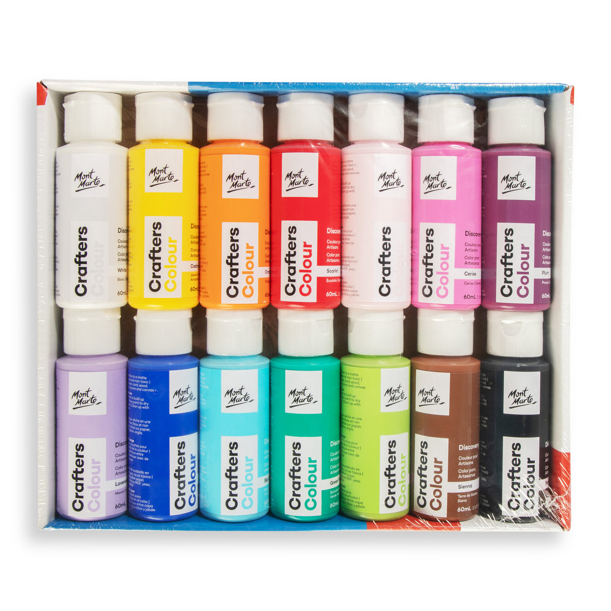 14 Pack Acrylic Craft Paint Set 60ml - Assorted - Mont Marte