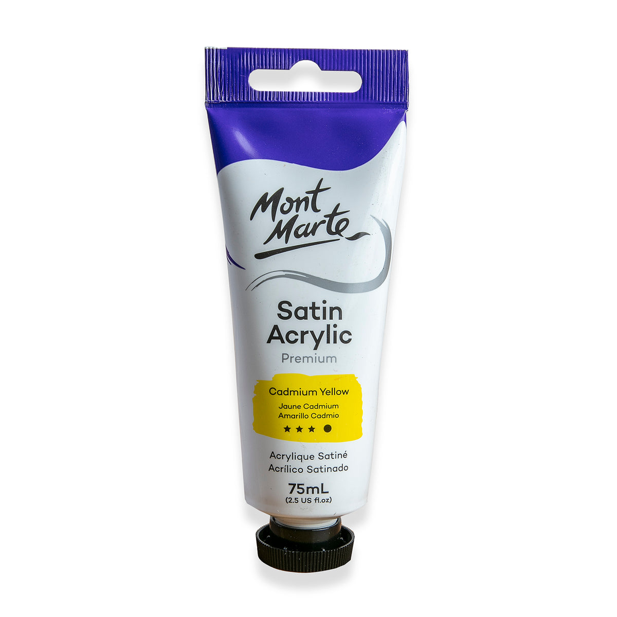 75ml Tube Satin Acrylic Paint - Cadmium Yellow - Mont Marte