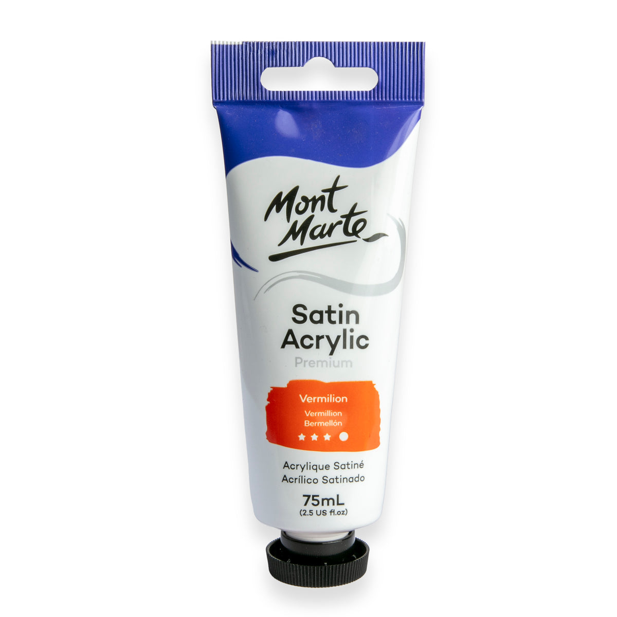 Satin Acrylic Paint Premium 75ml Tube - Vermilion - Mont Marte