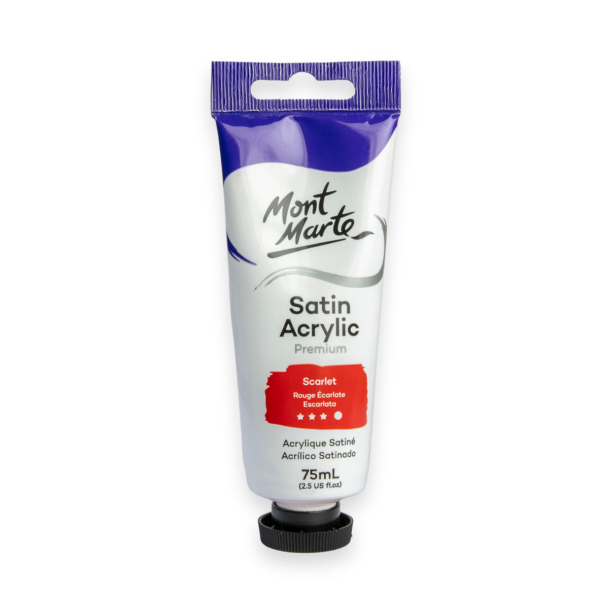 75ml Satin Acrylic Paint Tube - Scarlet - Mont Marte