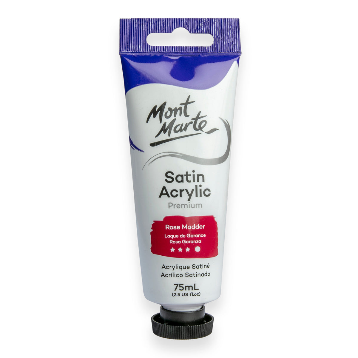 75ml Tube Satin Acrylic Paint - Rose Madder - Mont Marte