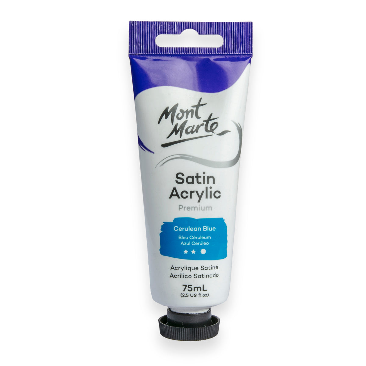 75ml Satin Acrylic Paint Tube - Cerulean Blue - Mont Marte