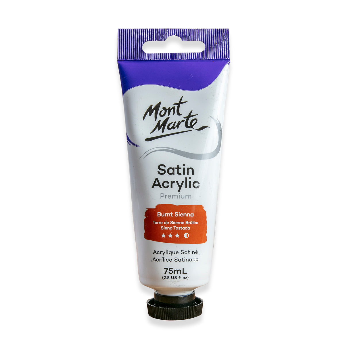 75ml Satin Acrylic Paint Tube - Burnt Sienna - Mont Marte