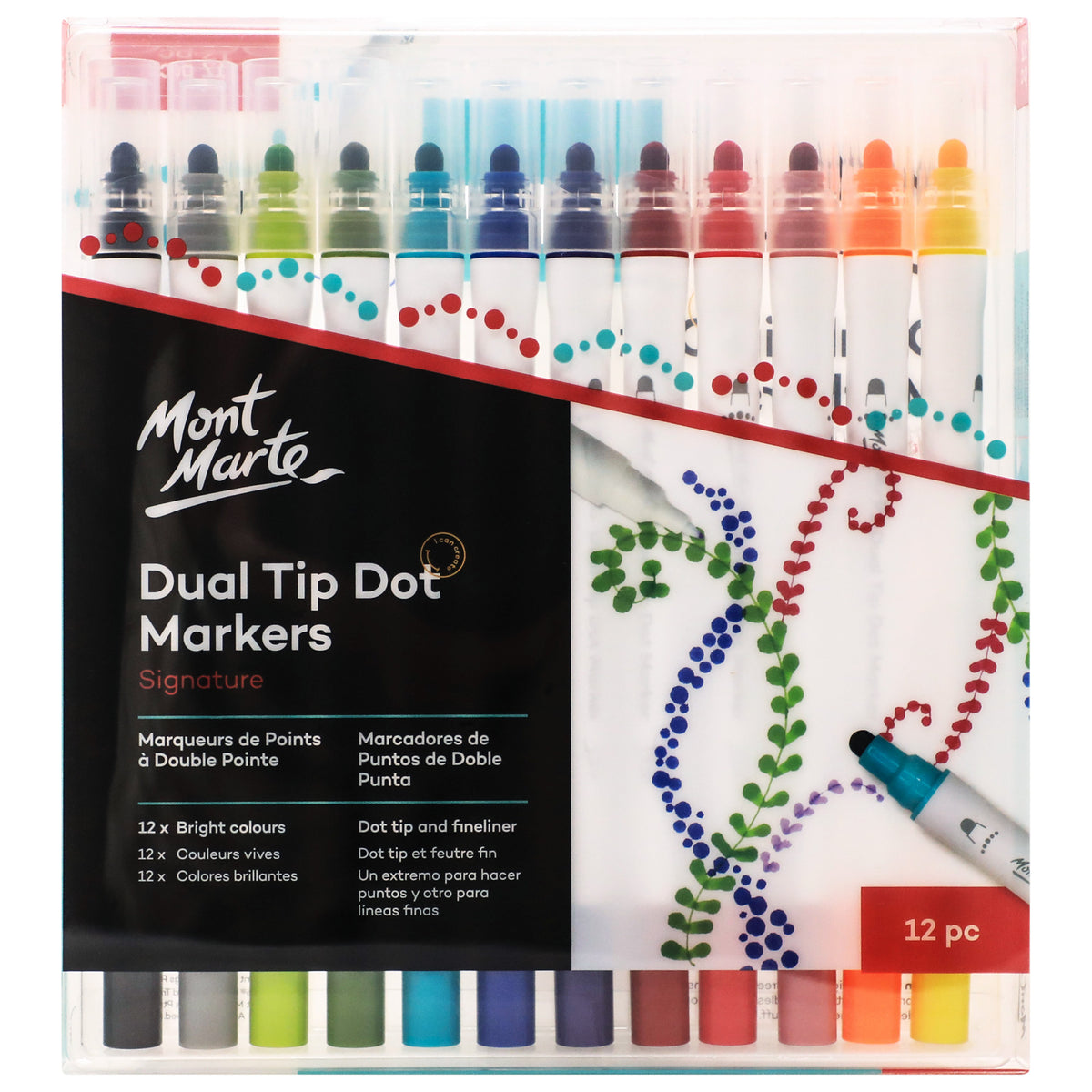 Dual Tip Fabric Markers - 12 Pack - Mont Marte