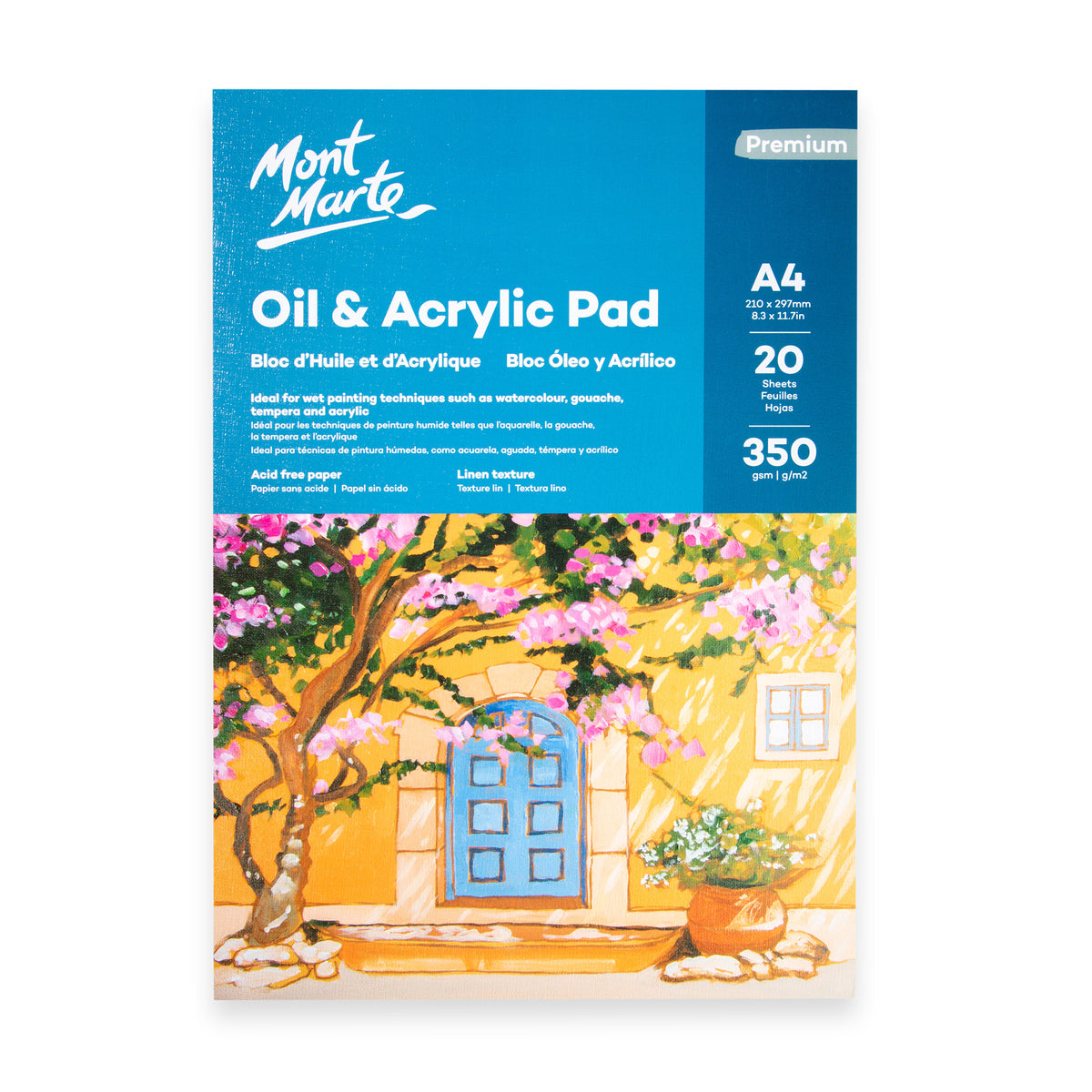 A4 Oil and Acrylic Pad 20 Sheets 350gsm - Mont Marte