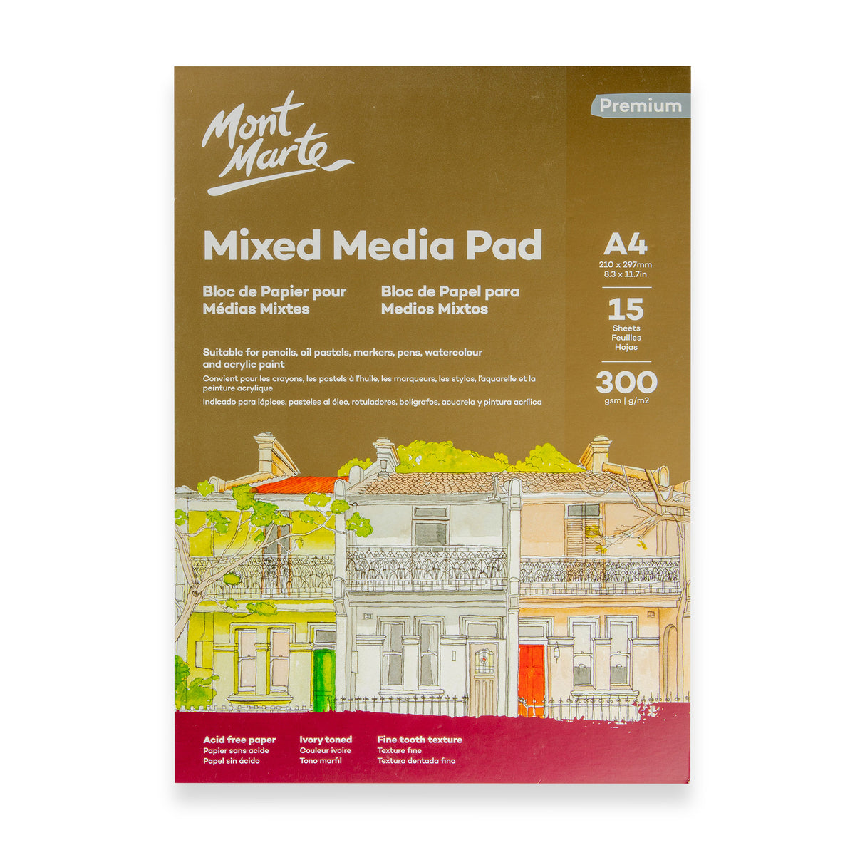 Mixed Media Pad 300gsm A4 - 15 Sheets - Mont Marte