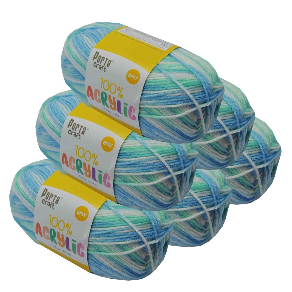 Acrylic Yarn Multi Sea Shimmer 100g