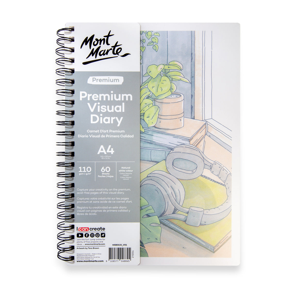 Visual Diary Premium A4 110gsm - 60 Sheets - Mont Marte