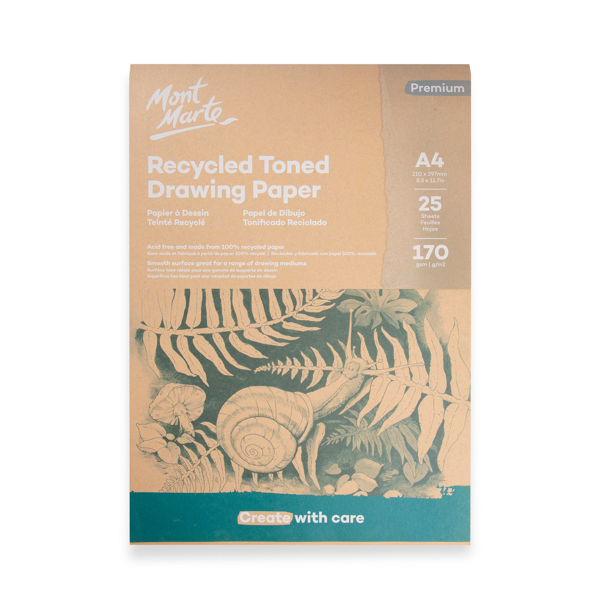 25 Sheet A4 Toned Drawing Paper Pad 170gsm - Recycled - Mont Marte