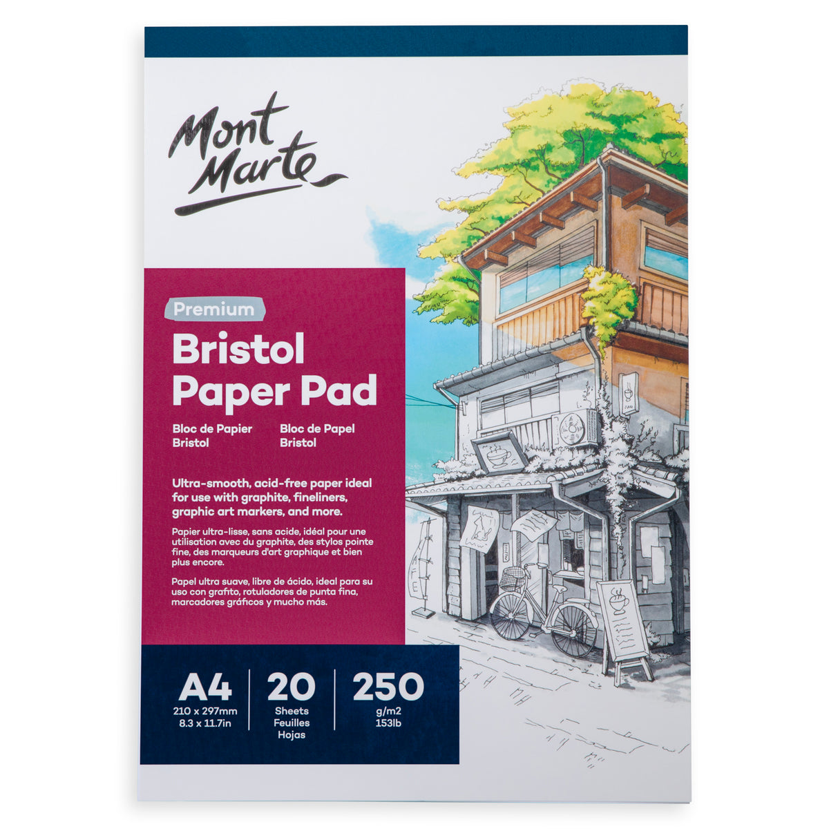 Bristol Paper Pad Premium A4 250gsm - 20 Sheets - Mont Marte