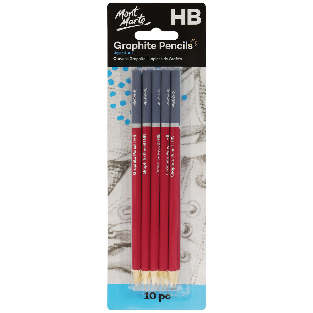 10 Pack HB Graphite Pencils - Mont Marte