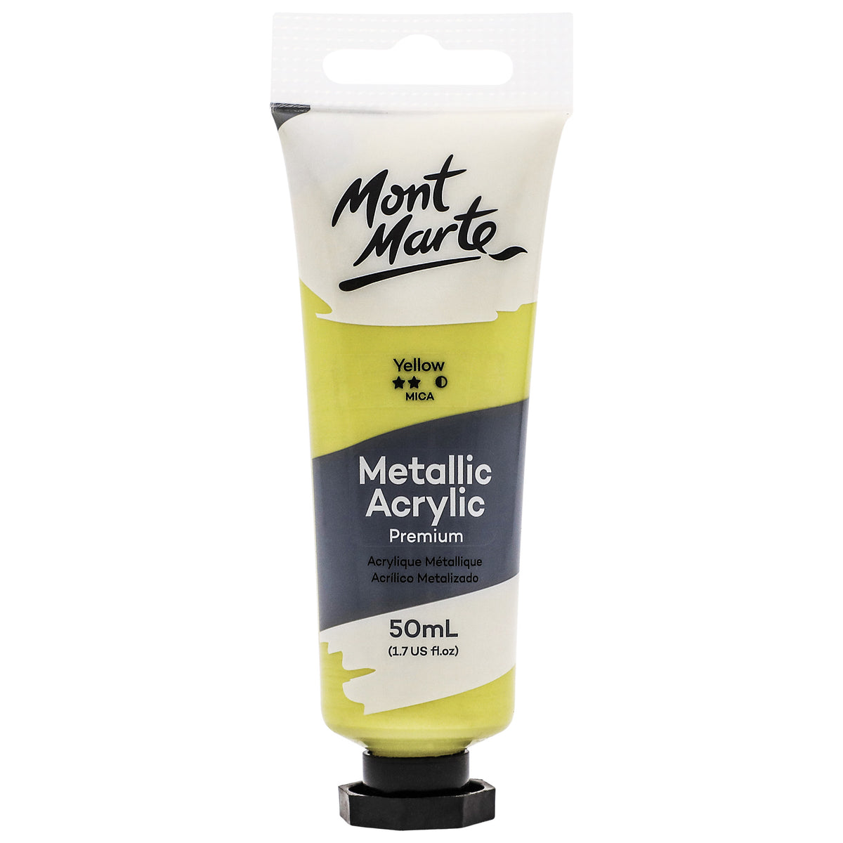 Metallic Acrylic Paint Premium 50ml Tube - Yellow - Mont Marte