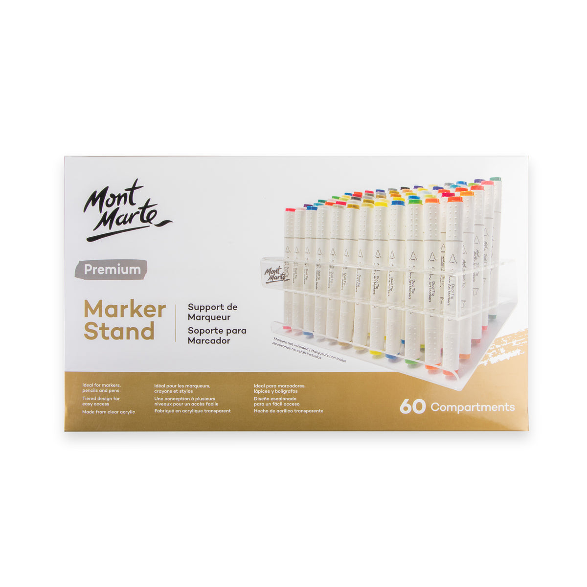 60 Compartment Premium Marker Stand - Clear - Mont Marte