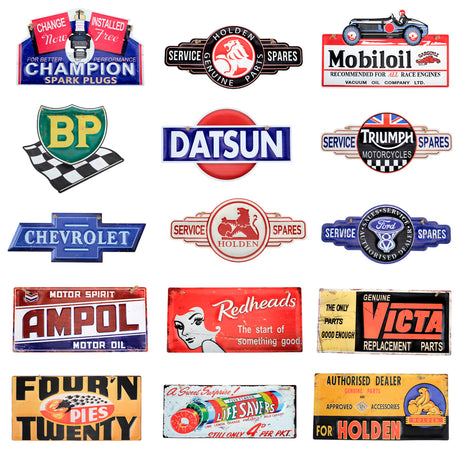 Vintage Auto-Style Brand Signs