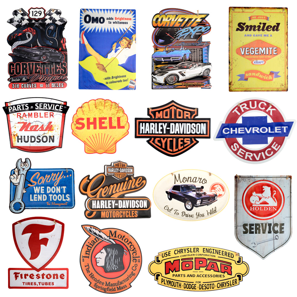 Vintage Auto-Style Brand Signs