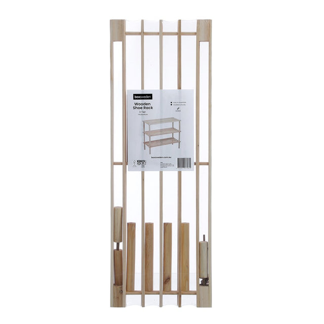 3 Tier Wooden Shoe Rack 74 x 26 x 48cm