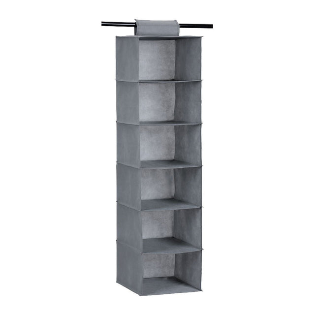 6 Tier Hanging Wardrobe Storage 30cm x 30cm x 115cm 2 Assorted