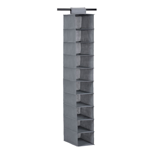 10 Compartment Hanging Wardrobe Shelf Organiser