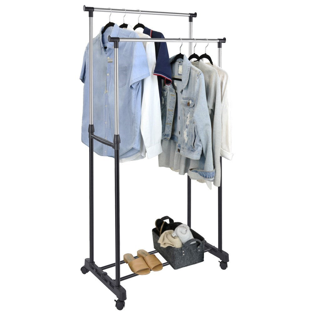 Double Garment Rack with Wheels 82 x 160cm