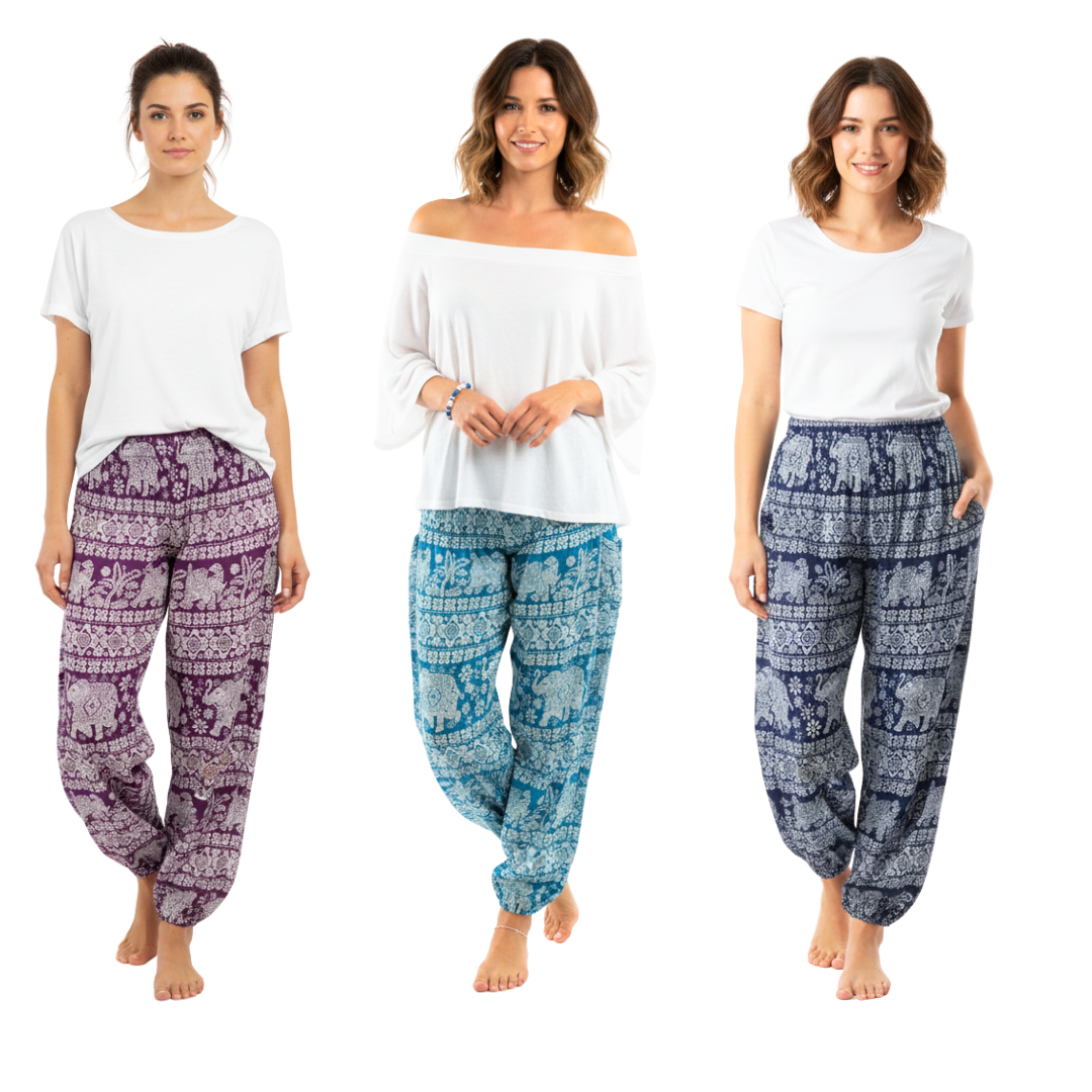 Summer Elephant Print Pants