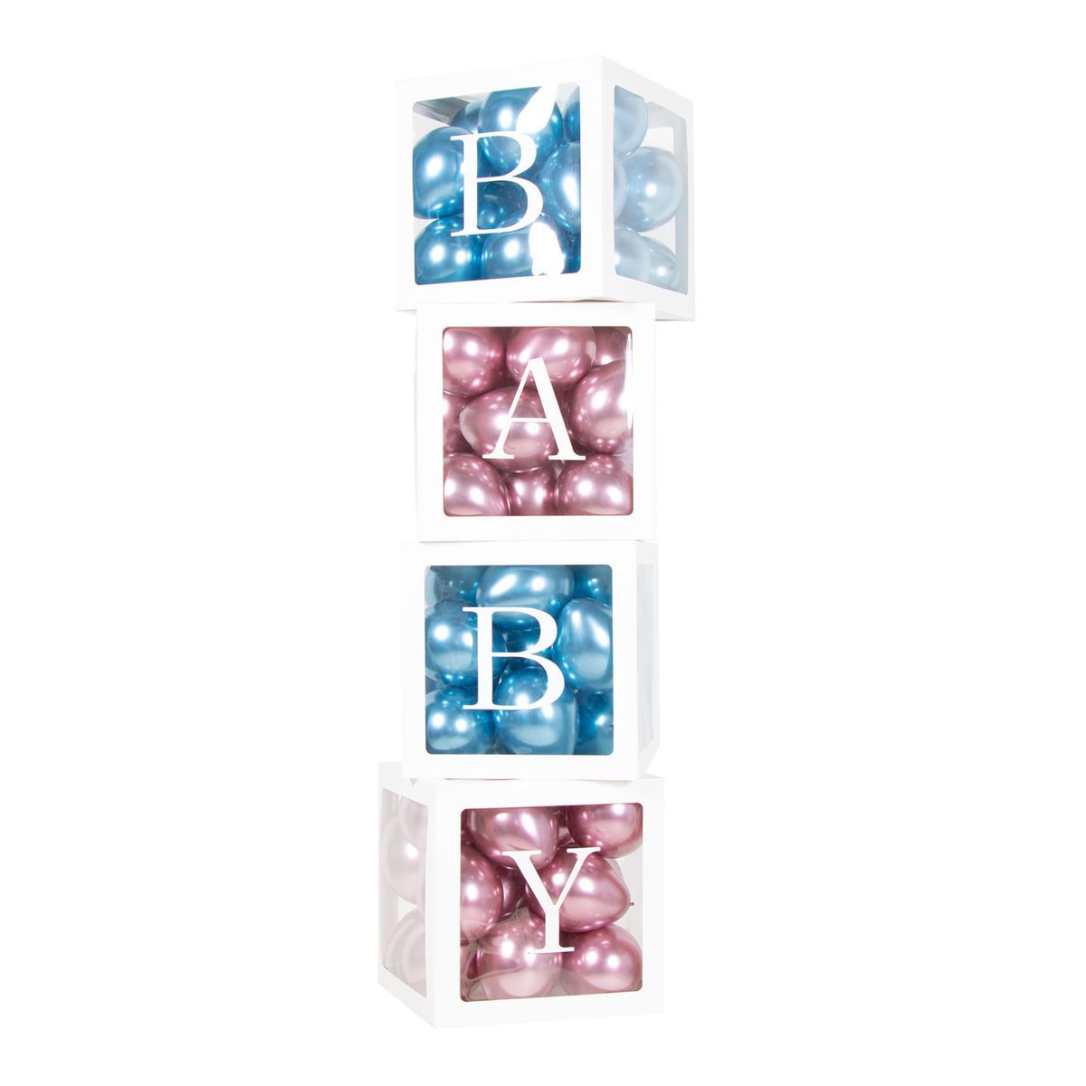 4 Pack Pop Up Baby Balloon Boxes 30cm - Multicoloured