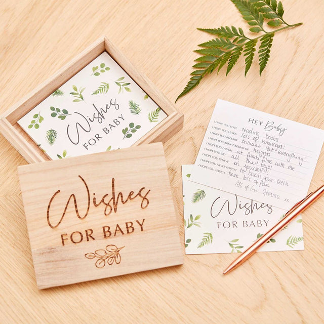 50 Pack Wishes For The Baby Advice Cards with Wooden Box - Multicoloured