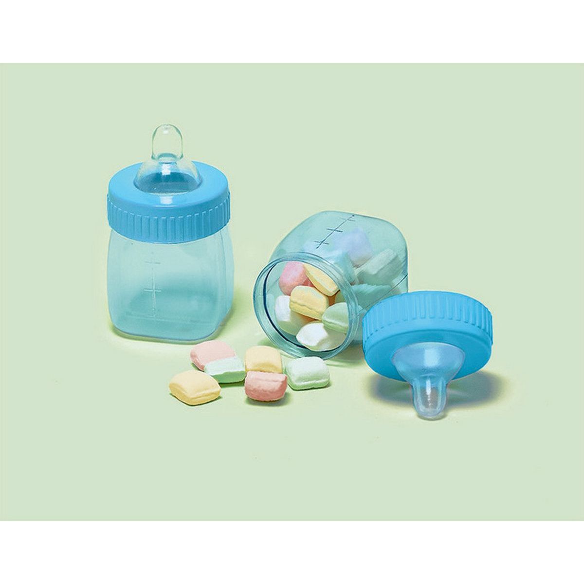 6 Pack Fillable Baby Shower Favour Bottles - Blue
