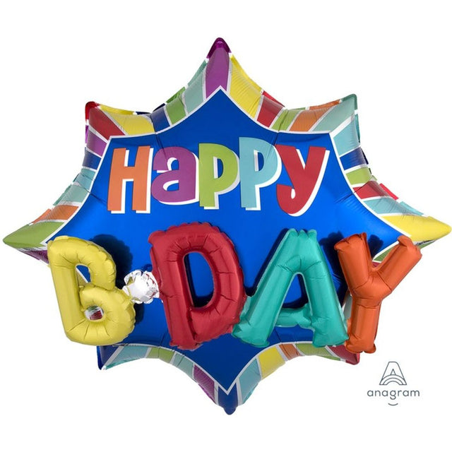 Multi-Bubble Cluster Happy Birthday Foil Balloon 71cm x 101cm - Multicoloured
