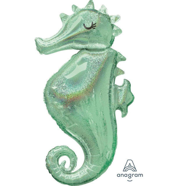 SuperShape Holographic Seahorse Foil Balloon 48cm x 96cm