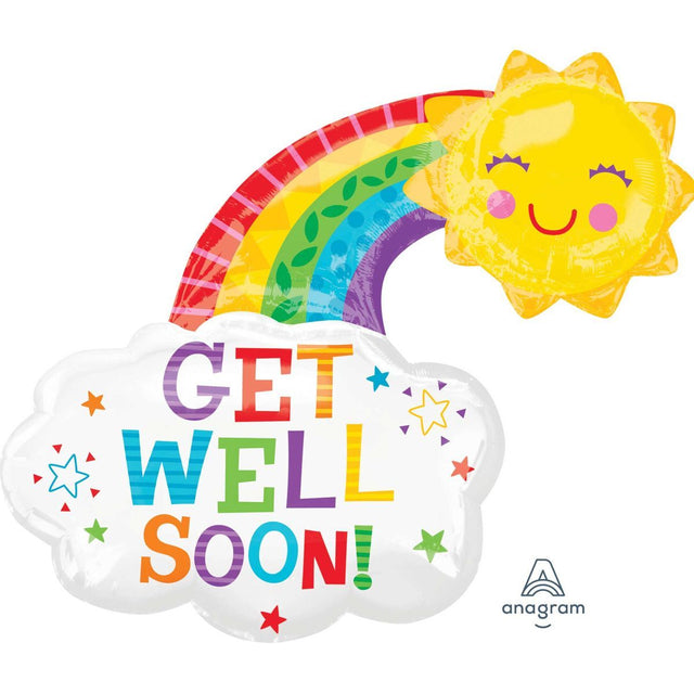 SuperShape XL Get Well Soon Happy Rainbow Foil Balloon 76cm x 76cm