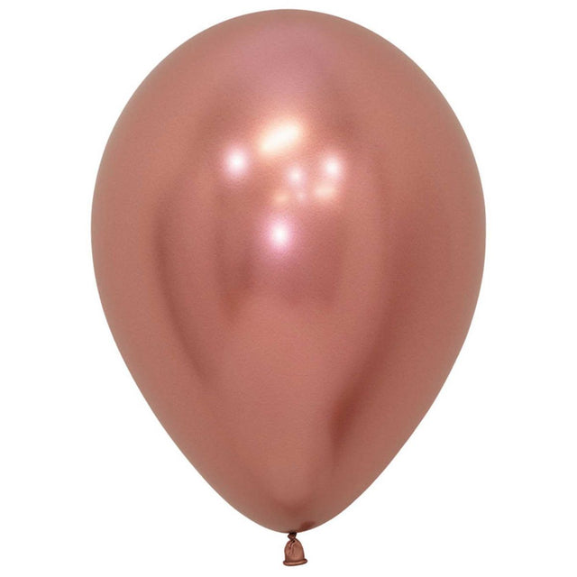 12 Pack 30cm Metallic Reflex Rose Gold Latex Balloons