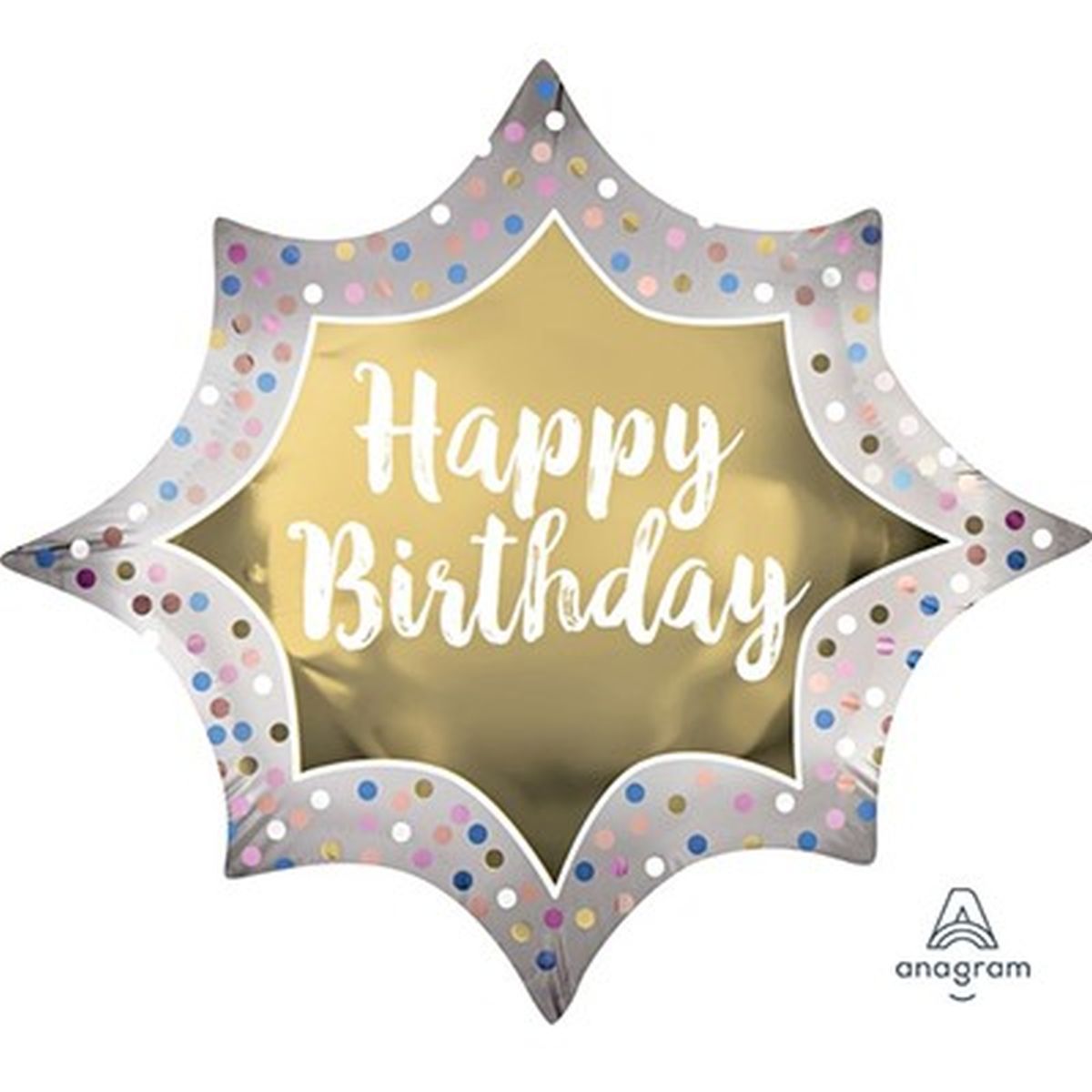 SuperShape XL Happy Birthday Foil Balloon 88cm x 73cm - Satin Gold