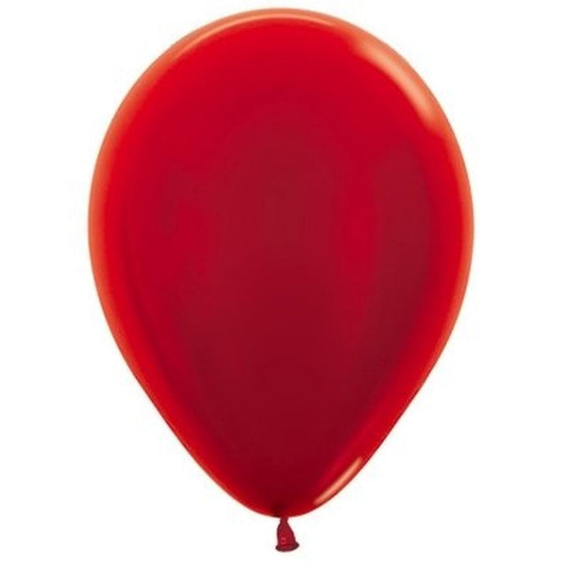 50 Pack 30cm Metallic Red Latex Balloons