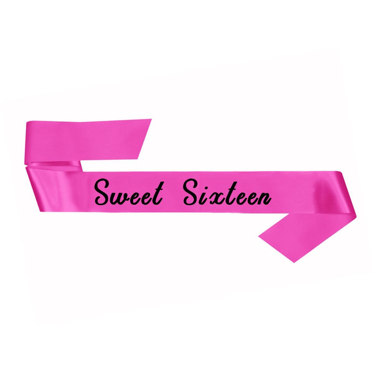 Sweet Sixteen Pink Satin Fabric Sash - One Size