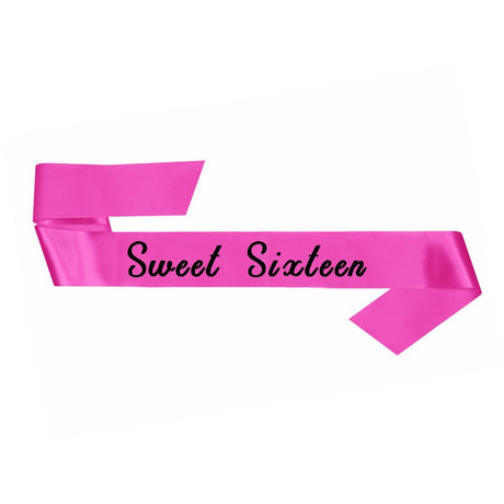 Sweet Sixteen Pink Satin Fabric Sash - One Size