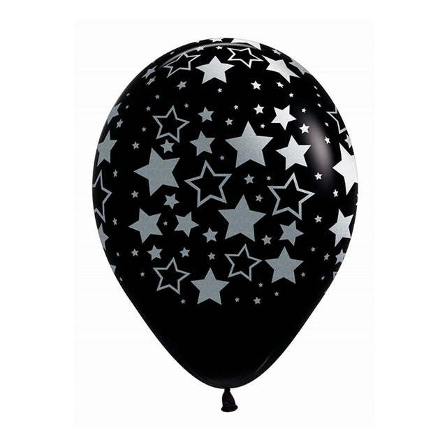 25 Pack 30cm METALink Bold Stars Latex Balloons - Fashion Black