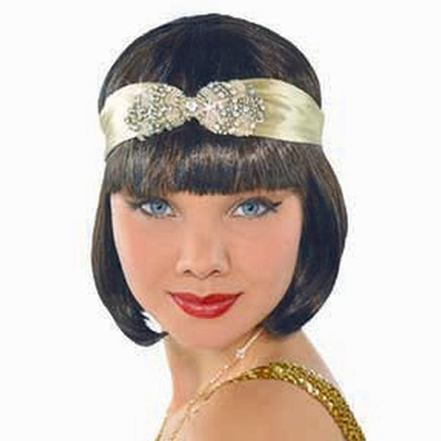 1920s Flapper Feather Headband - Black