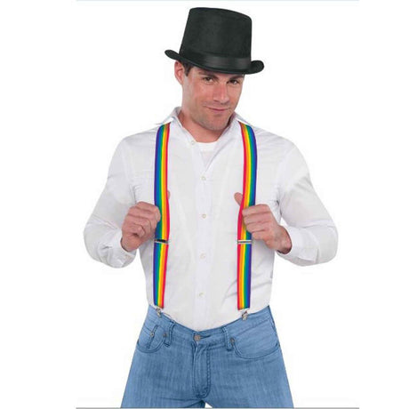 Adjustable Elastic Suspenders - Rainbow