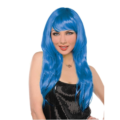 Blue Long Wig with Fringe - Adult