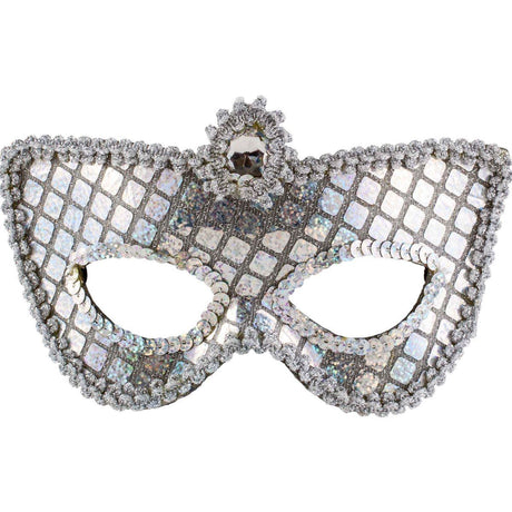Sequin Silver Masquerade Eye Mask - One Size