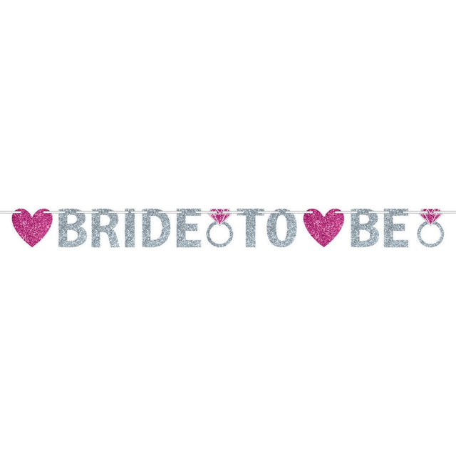 Bride to Be Glitter Illustrated Letter Banner - Silver